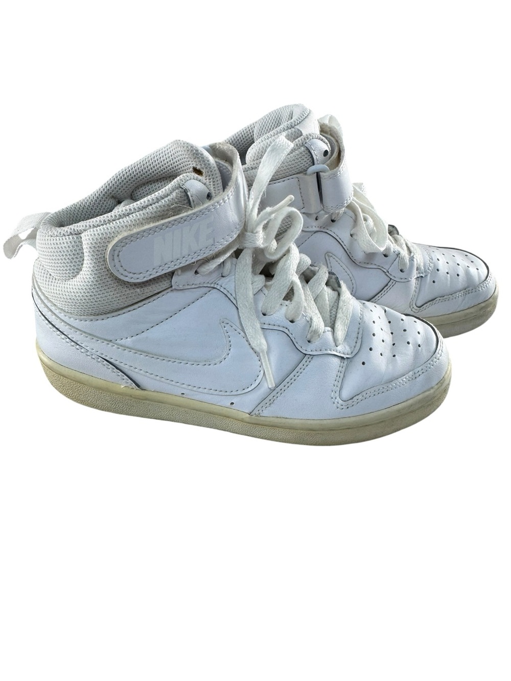Nike Kids White High-Top Sneakers with Hook-and-Loop Strap